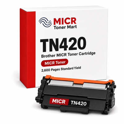 Brother TN420 TN-420 MICR Toner Cartridge for Check Printing | HL-2230 HL-2240 HL-2270DW MFC-7360N | Standard Yield 2,600 Pages