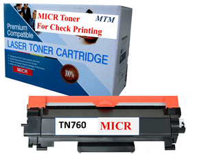 MICR TONER MART Brother TN760 TN-760 Compatible MICR Toner Cartridge for Check Printing MFC-L2710DW MFC-L2750DW HL-L2350DW HL-L2370DW HL-L2395DW HL-L2390DW DCP-L2550DW 2.6K Yield
