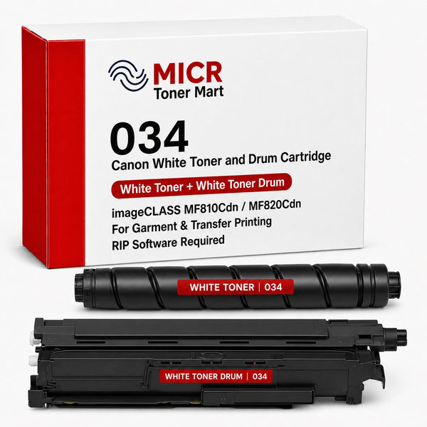 Canon 034 White Toner and Drum Cartridge for Garment & Transfer Printing | imageCLASS MF810Cdn MF820Cdn | RIP Software Required