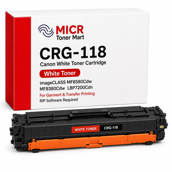 Canon 118 CRG-118 White Toner Cartridge for Garment & Transfer Printing | imageCLASS MF8580Cdw MF8380Cdw LBP7200Cdn | RIP Software Required