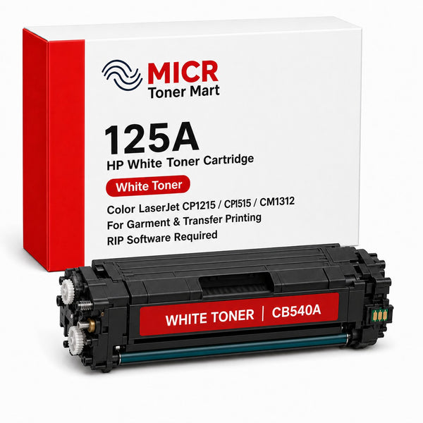 HP 125A CB540A White Toner Cartridge for Garment & Transfer Printing | Color LaserJet CP1215 CP1515 CM1312 | RIP-Ready