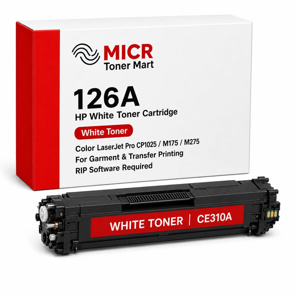 HP 126A CE310A White Toner Cartridge for Garment & Transfer Printing | Color LaserJet Pro CP1025 M175 M275 | RIP-Ready