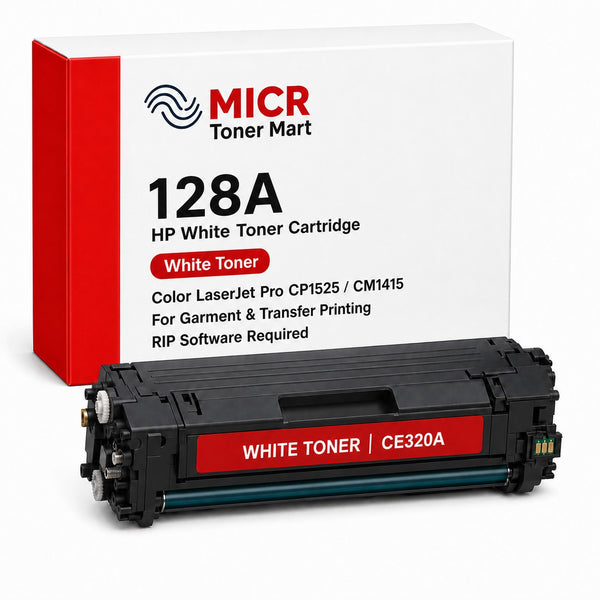 HP 128A CE320A White Toner Cartridge for Garment & Transfer Printing | Color LaserJet Pro CP1525 CM1415 | RIP-Ready
