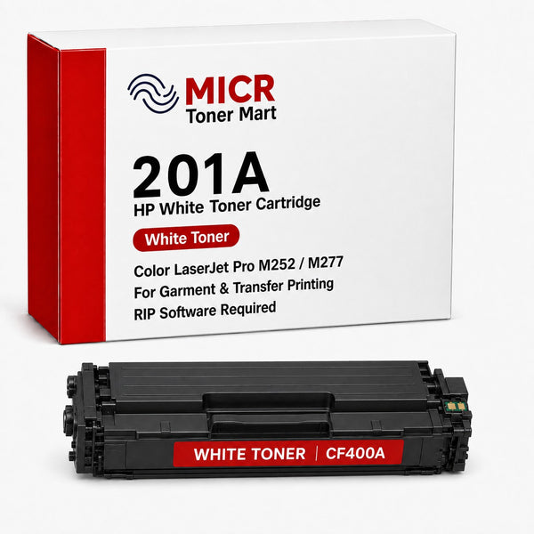 HP 201A CF400A White Toner Cartridge for Garment & Transfer Printing | Color LaserJet Pro M252 M277 | RIP-Ready