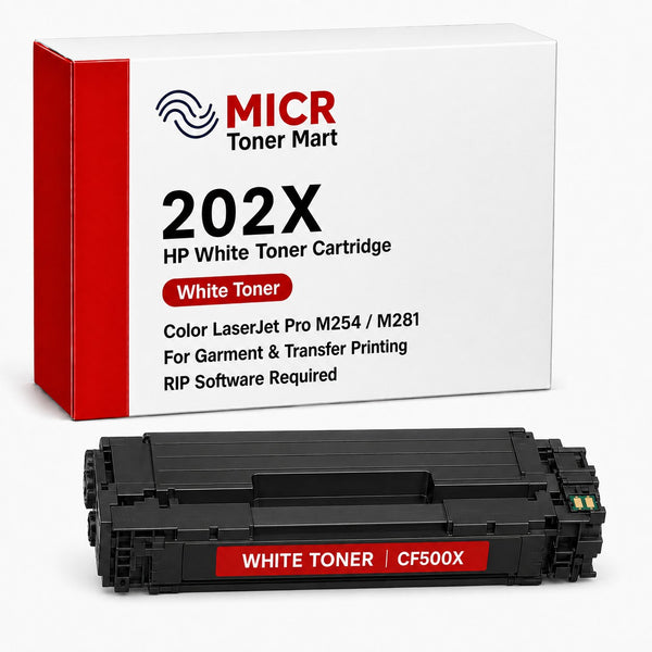 HP 202X CF500X White Toner Cartridge for Garment & Transfer Printing | Color LaserJet Pro M254 M281 | RIP Software Required