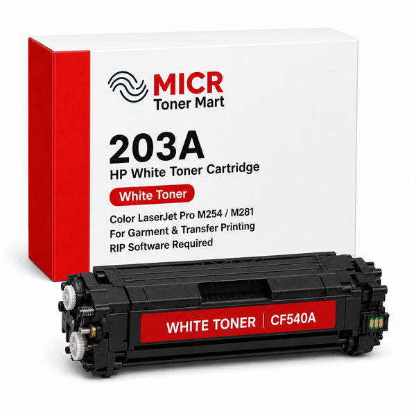 HP 203A CF540A White Toner Cartridge for Garment & Transfer Printing | Color LaserJet Pro M254 M281 | RIP-Ready