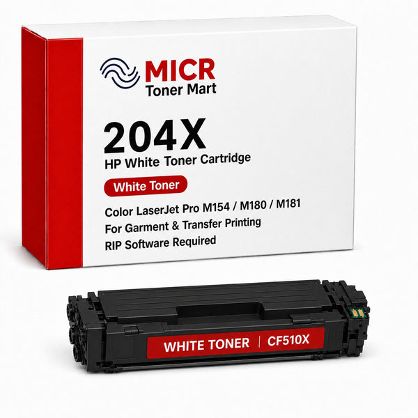 HP 204X CF510X White Toner Cartridge for Garment & Transfer Printing | Color LaserJet Pro M154 M180 M181 | RIP Software Required
