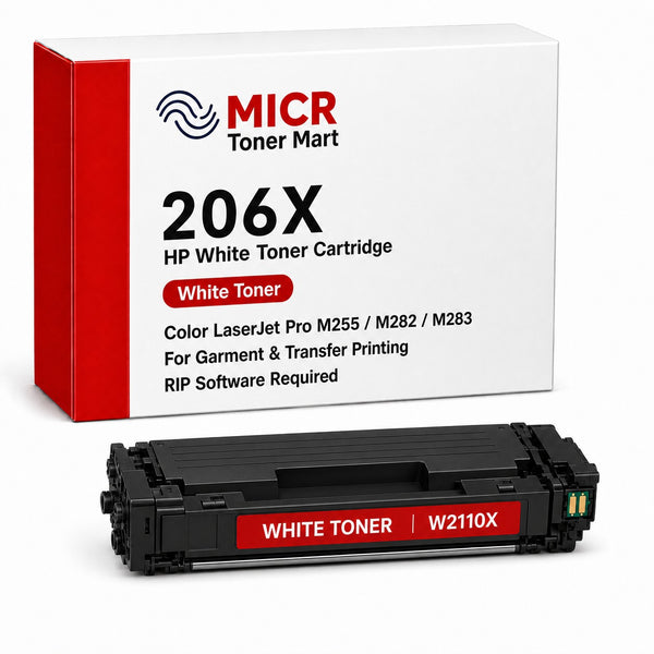 HP 206X W2110X White Toner Cartridge for Garment & Transfer Printing | Color LaserJet Pro M255 M282 M283 | RIP Software Required