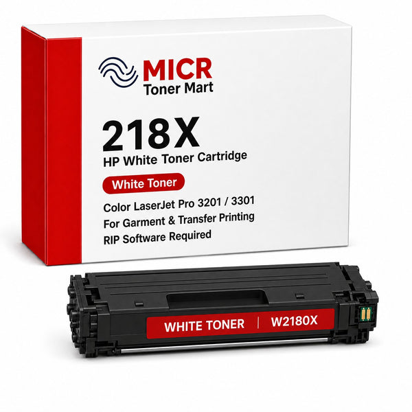 HP 218X W2180X White Toner Cartridge for Garment & Transfer Printing | Color LaserJet Pro 3201 3301 | RIP Software Required