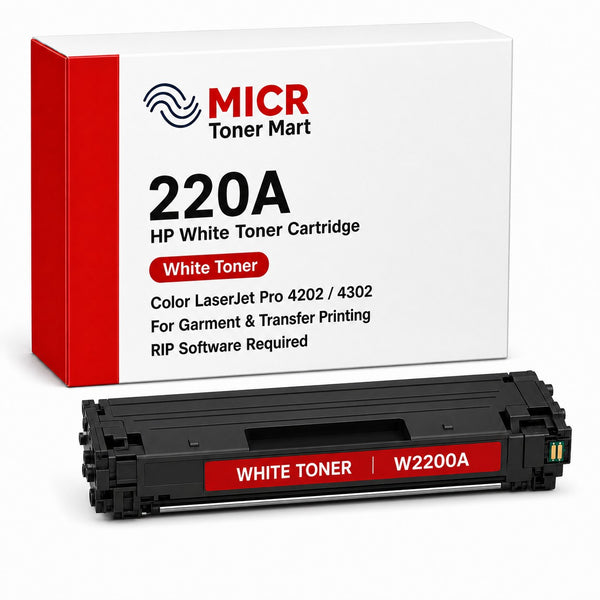 HP 220A W2200A White Toner Cartridge for Garment & Transfer Printing | Color LaserJet Pro 4202 4302 | RIP-Ready