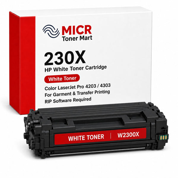 HP 230X W2300X White Toner Cartridge for Garment & Transfer Printing | Color LaserJet Pro 4203 4303 | RIP Software Required