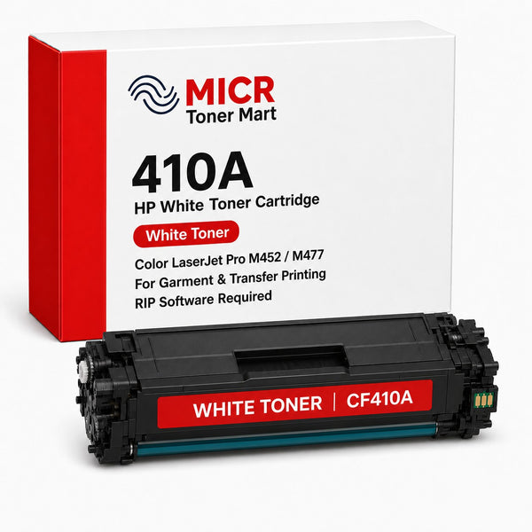 HP 410A CF410A White Toner Cartridge for Garment & Transfer Printing | Color LaserJet Pro M452 M477 | RIP-Ready