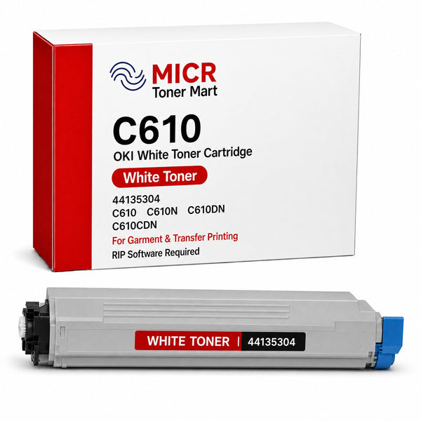 OKI C610 (44135304) White Toner Cartridge for Garment & Transfer Printing | C610 C610N C610DN C610CDN | RIP Software Required
