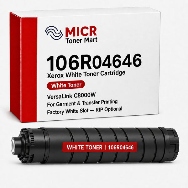 Xerox 106R04646 White Toner Cartridge for Garment & Transfer Printing | VersaLink C8000W with 50% more toner than factory cartridge | Factory White Slot — RIP Optional