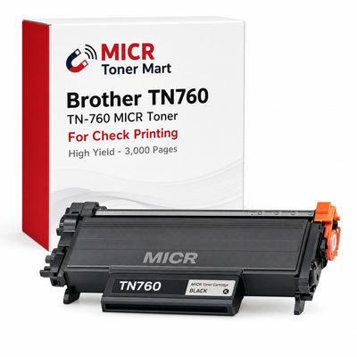 Brother TN760 TN-760 MICR Toner Cartridge for Check Printing | High Yield 3,000 Pages | MFC-L2710DW MFC-L2750DW HL-L2350DW