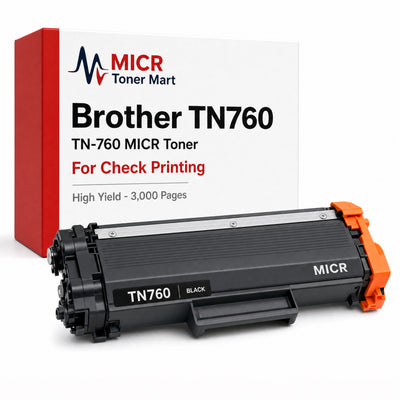Brother TN760 TN-760 MICR Toner Cartridge for Check Printing | High Yield 3,000 Pages | MFC-L2710DW MFC-L2750DW HL-L2350DW