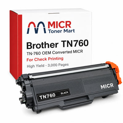 Brother TN760 TN-760 TN730 OEM Converted MICR Toner Cartridge for Check Printing | High Yield 3,000 Pages | MFC-L2710DW