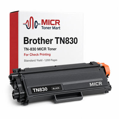 Brother TN830 TN-830 MICR Toner Cartridge for Check Printing | Standard Yield 1,200 Pages | HL-L2400D HL-L2460DW MFC-L2820DW
