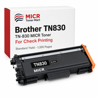 Brother TN830 TN-830 MICR Toner Cartridge for Check Printing | Standard Yield 1,200 Pages | HL-L2400D HL-L2460DW MFC-L2820DW