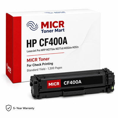 HP 201A CF400A MICR Toner Cartridge for Check Printing | LaserJet Pro MFP M277dw M277c6 M252dw M252n | Standard Yield 1,300 Pages