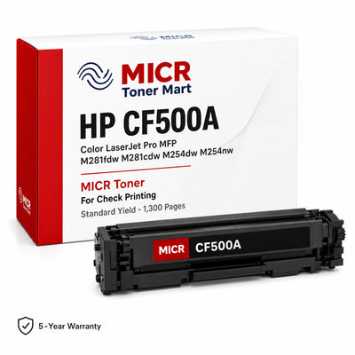 HP 202A CF500A MICR Toner Cartridge for Check Printing | Color LaserJet Pro MFP M281fdw M281cdw M254dw M254nw | Standard Yield 1,300 Pages