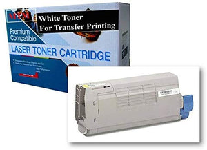 Okidata White Laser Toner C610 C610N C610DN C610CDN 44135304 8K Compatible White Toner Cartridge for T-Shirt Transfer Printing. Sold by MICR Toner Mart